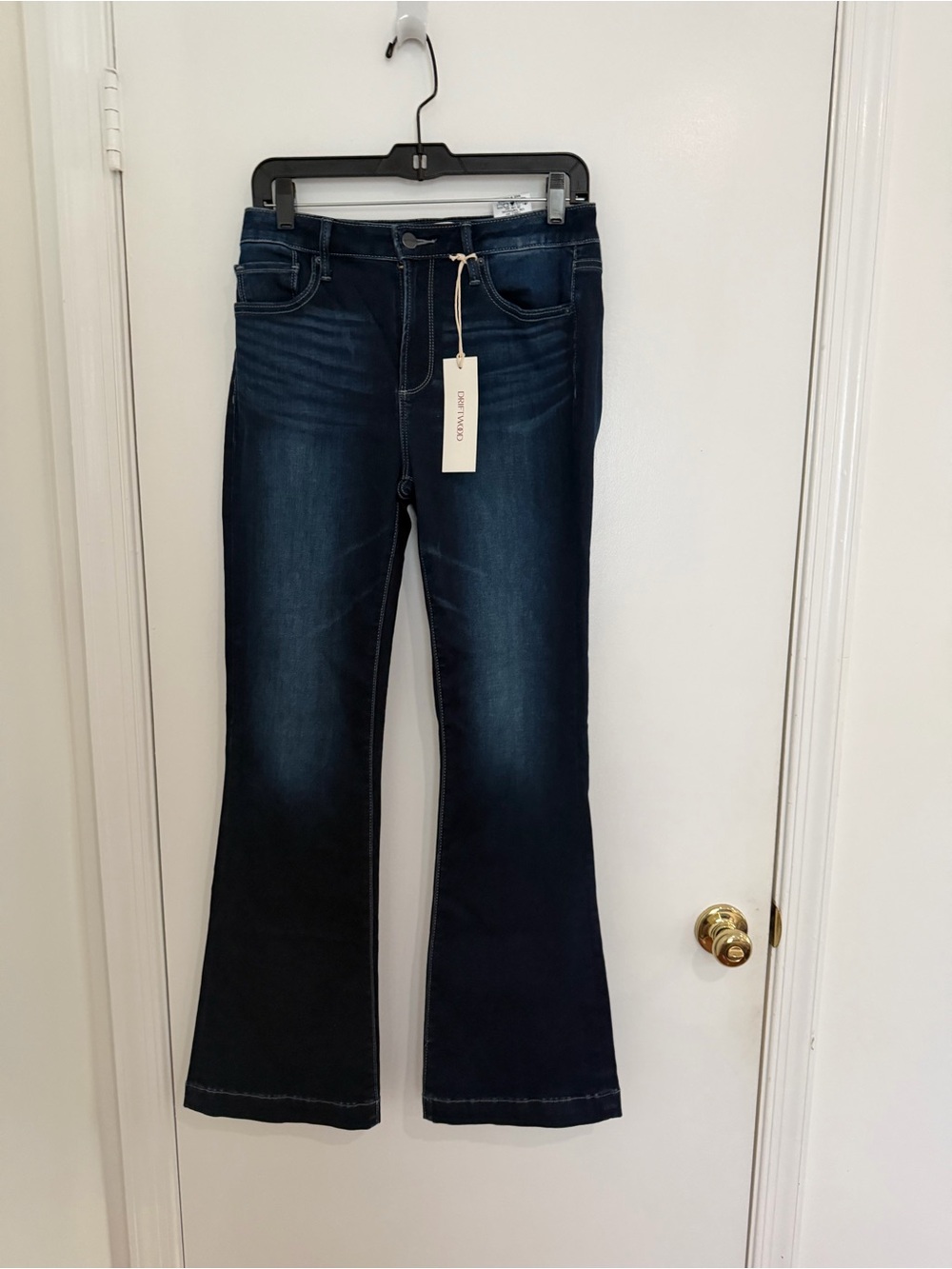Driftwood Wyatt Flare Jeans Dark Wash Blue Denim Wide Leg Women W28 L32 NWT